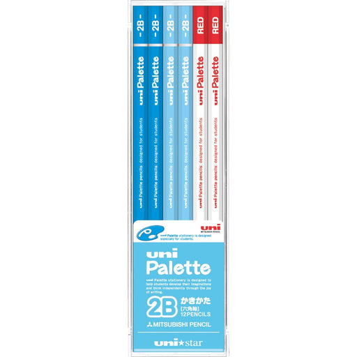 Mitsubishi Pencil Unipalette Unistar 2B Pastel Blue with Red 12 Piece Set-Kiichin - The #1 Place for Japanese Goods in Your Hand!