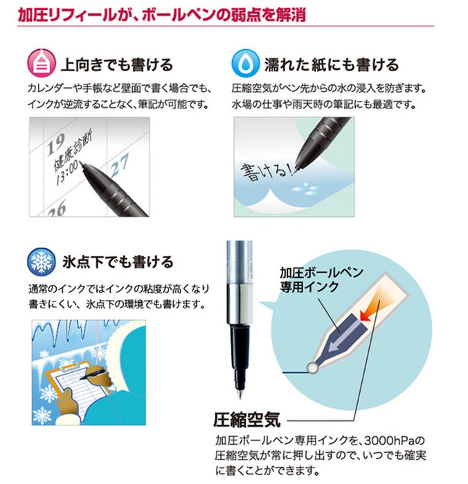 Mitsubishi Pencil Power Tank 1.0 Red Pressurized Ballpoint Pen Refill 10 Pieces-Kiichin - The #1 Place for Japanese Goods in Your Hand!