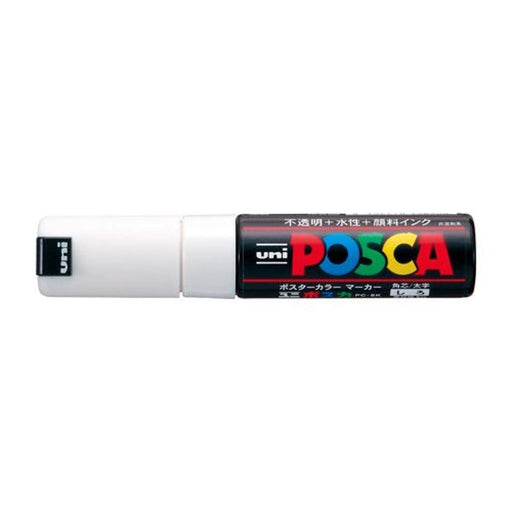 Mitsubishi Pencil Uni Bold White Marker with Square Lead and Water-Based Pigment PC8K.1-Kiichin - The #1 Place for Japanese Goods in Your Hand!