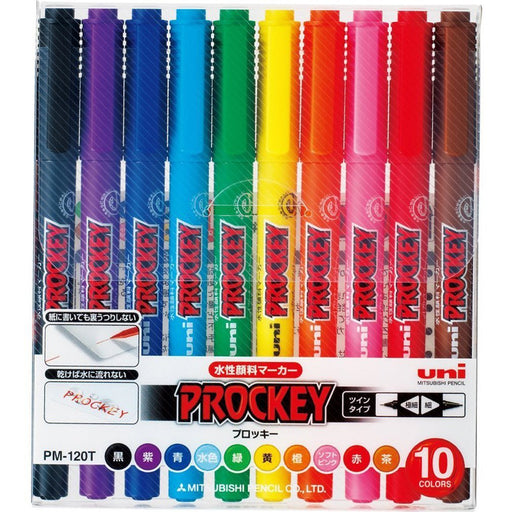 Mitsubishi Pencil Plocky Twin Extra Fine 10 Color Water-Based Pen Set-Kiichin - The #1 Place for Japanese Goods in Your Hand!