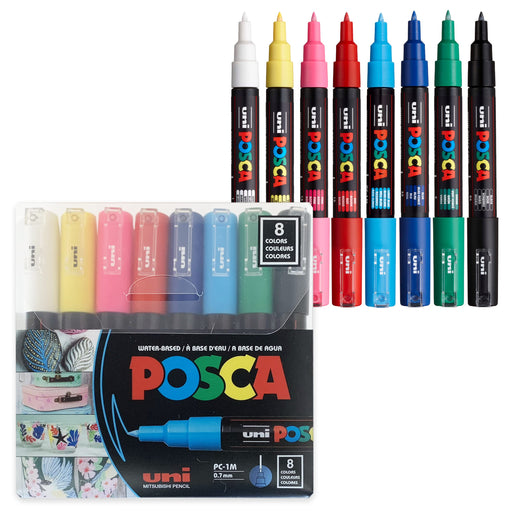 Mitsubishi Pencil Posca Extra Fine Water-Based 8-Color Pen Set Pc1M8C-Kiichin - The #1 Place for Japanese Goods in Your Hand!