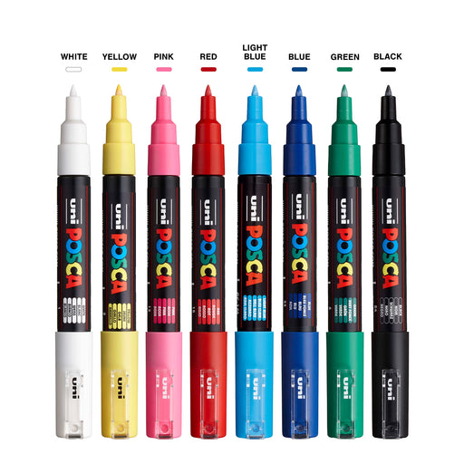 Mitsubishi Pencil Posca Extra Fine Water-Based 8-Color Pen Set Pc1M8C-Kiichin - The #1 Place for Japanese Goods in Your Hand!