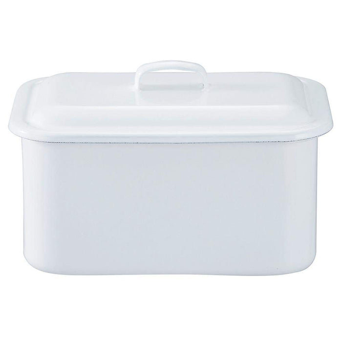 Noda Horo Enamel Storage Container Rectangle 2Kg Rice Bread Case White Japan