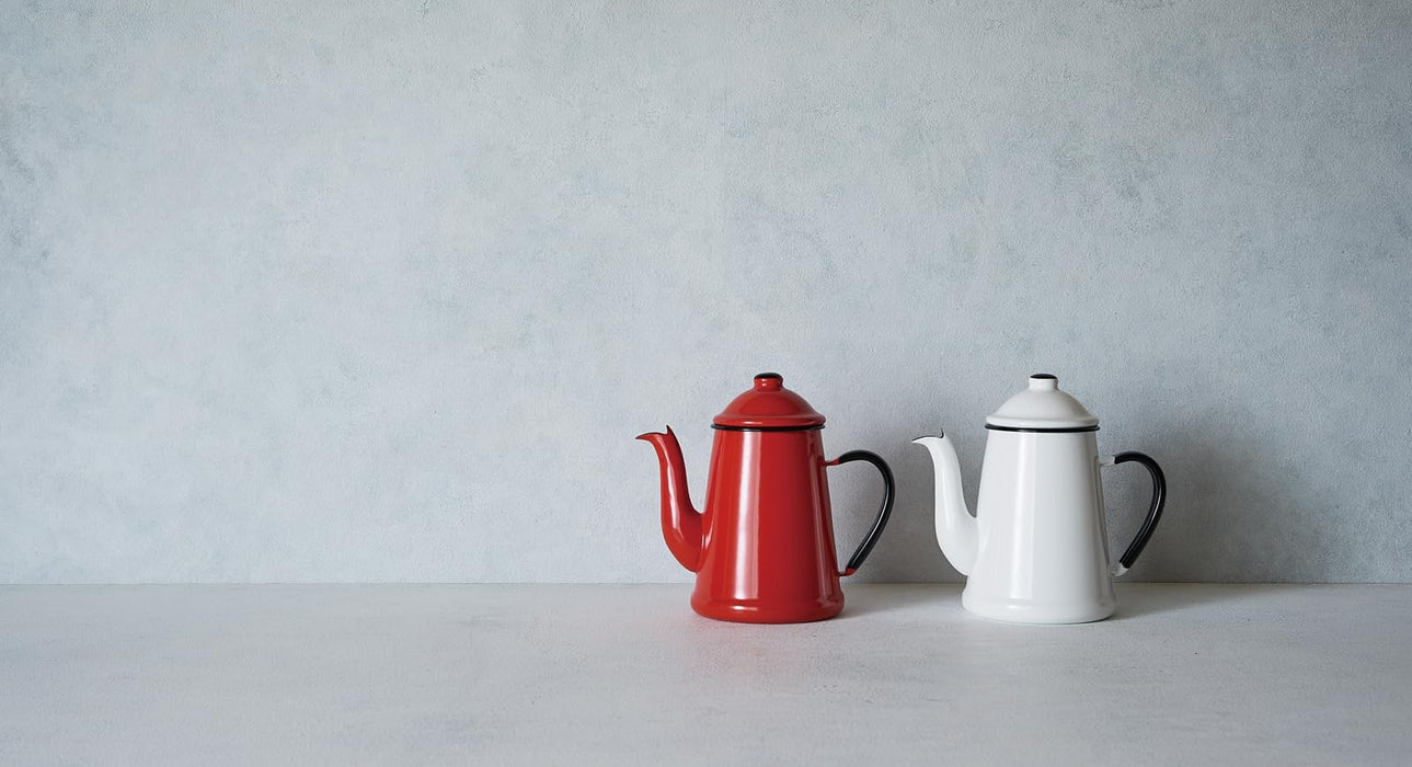 Noda Horo Enamel Kettle 1.7L Red for Gas Stove Japan Made Narrow Mouth