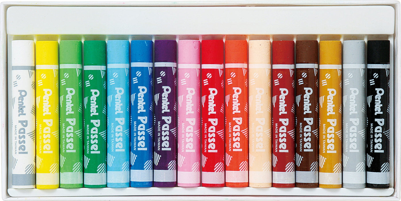 Pentel 16-Color Crayon Set with Rubber Hook Ghpar-16 Pass Passel Series-Kiichin - The #1 Place for Japanese Goods in Your Hand!