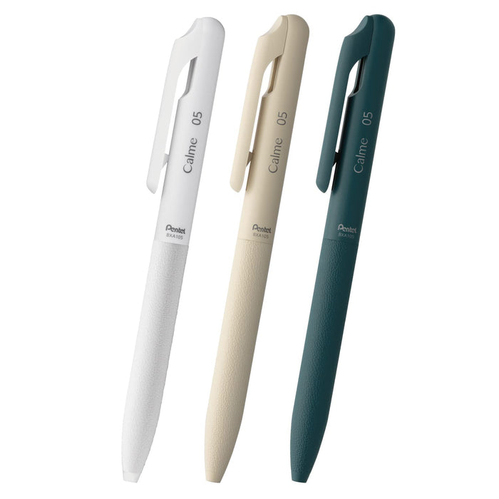 Pentel Calme 0.5mm Oil-Based Ballpoint Pen Set White Beige Turquoise - 3 Pieces-Kiichin - The #1 Place for Japanese Goods in Your Hand!