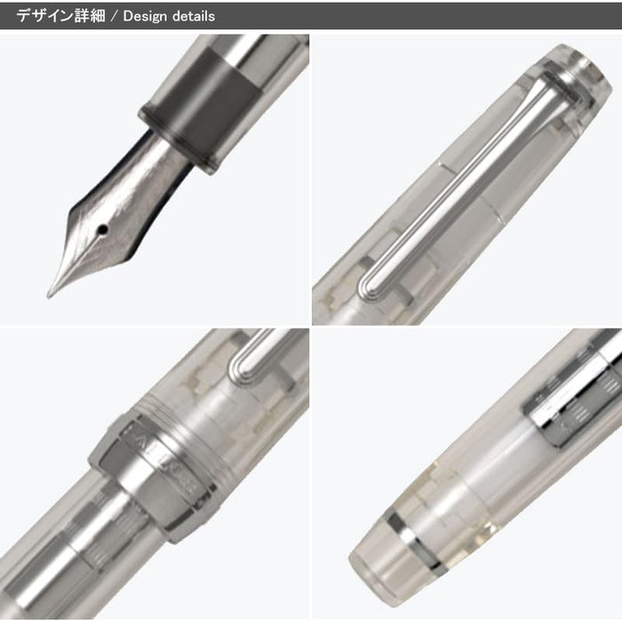 Sailor Fountain Pen Professional Gear Slim Silver Demonstrator Medium Fine