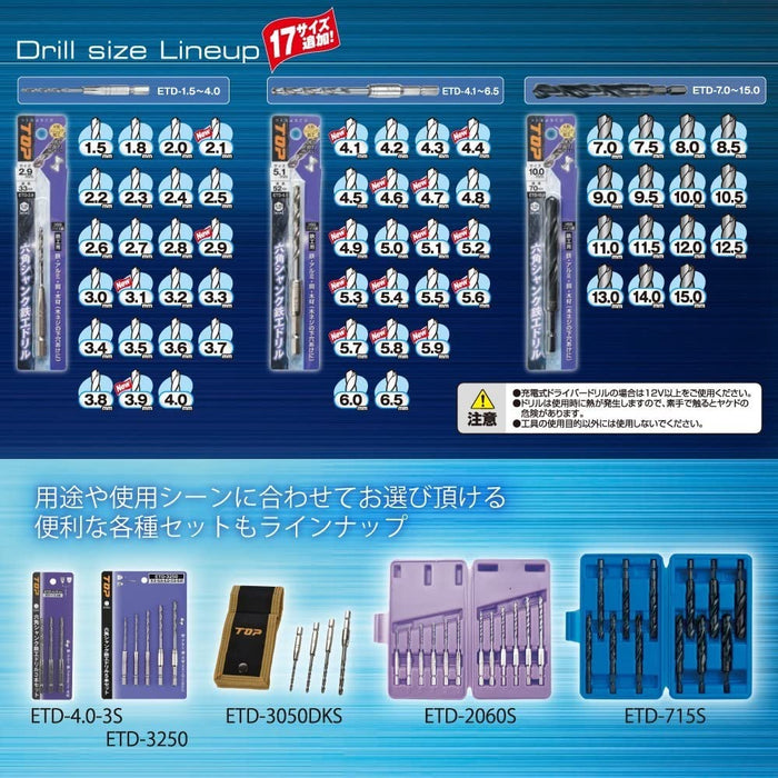 Top Kogyo Electric Drill 9.5mm Hex Shank for Metal & Wood - Made in Japan-Kiichin - The #1 Place for Japanese Goods in Your Hand!