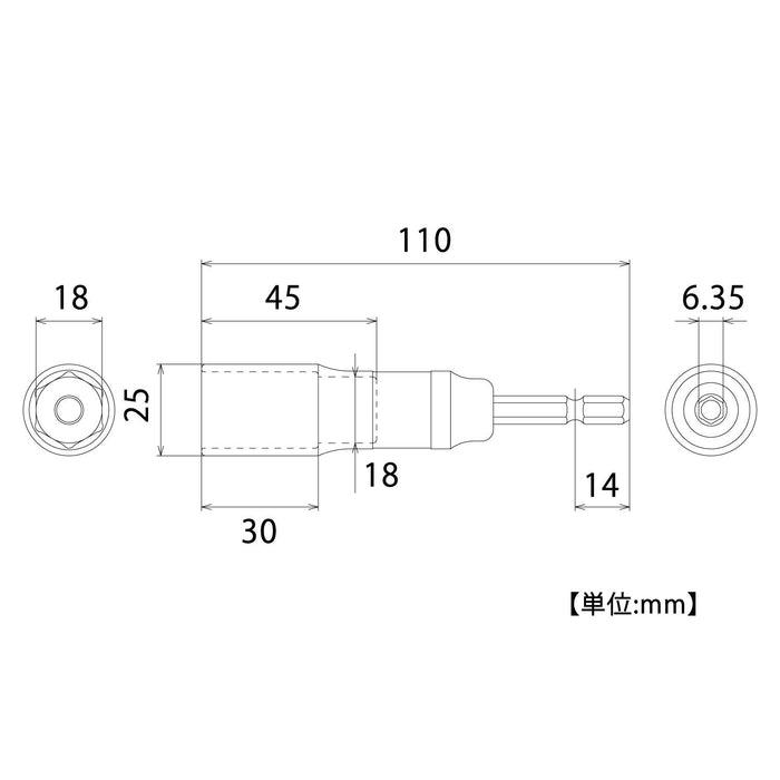 Top Kogyo Strong Shaft Socket for 18V-40V Drills 18mm Impact Bit Tool-Kiichin - The #1 Place for Japanese Goods in Your Hand!
