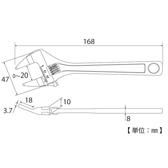 Top Kogyo Thin Exact Bent Wrench 3.7mm 0-20mm HT-150B Japan Made-Kiichin - The #1 Place for Japanese Goods in Your Hand!