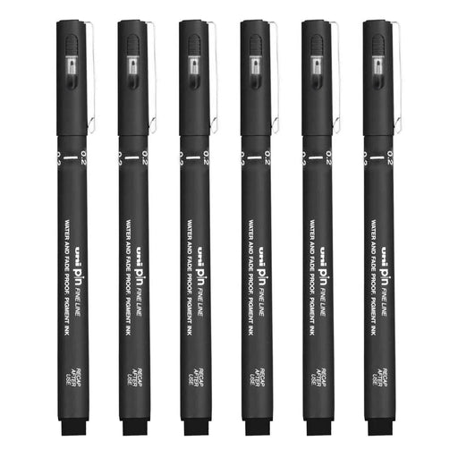 Mitsubishi Pencil Uni Ballpin Black 0.2mm Technical Drawing Marker Pens Box of 12-Kiichin - The #1 Place for Japanese Goods in Your Hand!