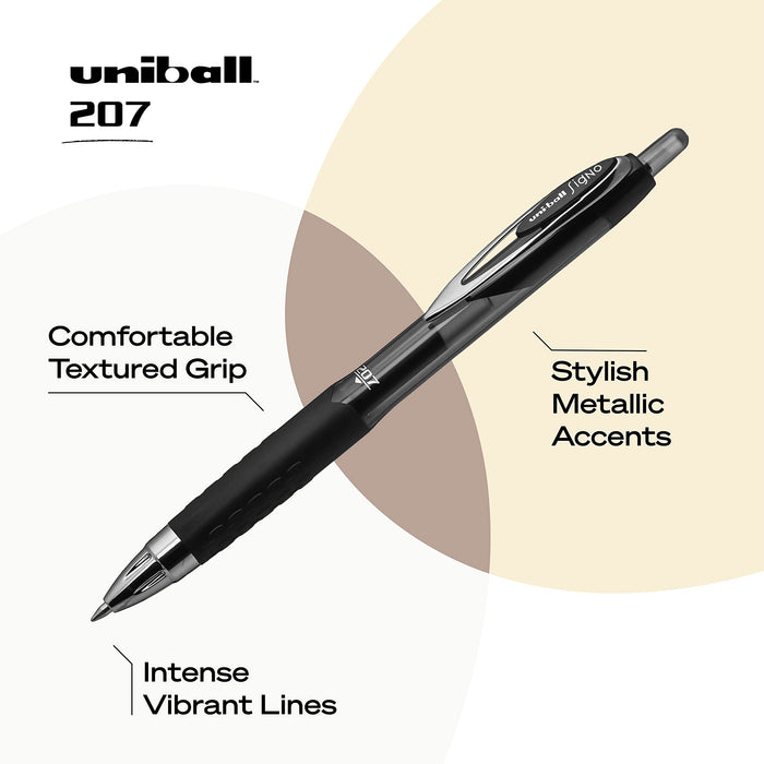 Mitsubishi Pencil Uni-Ball 207 Retractable Black Gel Pens Medium Point 0.7MM 8 Count-Kiichin - The #1 Place for Japanese Goods in Your Hand!