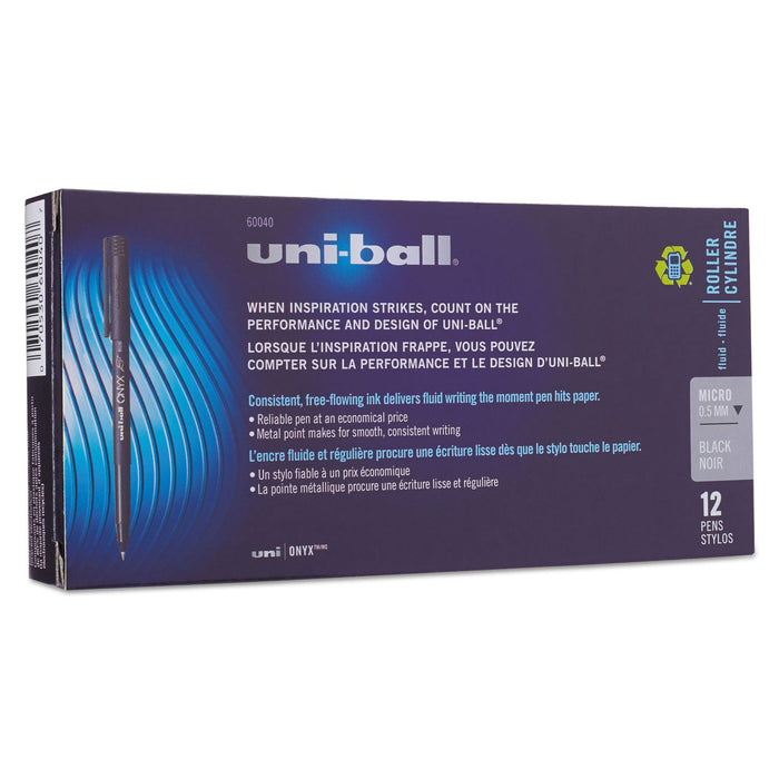 Mitsubishi Pencil Uni-Ball 60040 Onyx Rollerball Black Ink Micro Pens Pack of 12-Kiichin - The #1 Place for Japanese Goods in Your Hand!