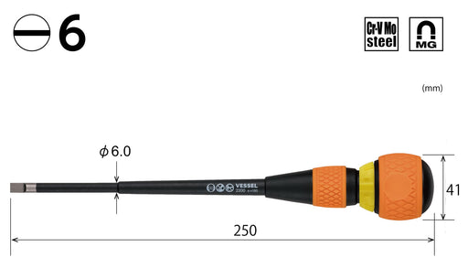 Vessel Ball Ratchet Driver 2200 6x150 - High-Quality Tool by Vessel-Kiichin - The #1 Place for Japanese Goods in Your Hand!