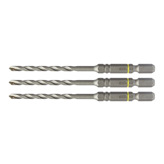 Vessel ACD-3S-4.3 Concrete Drill Bit Set Cushion Drill 4.3mm 3 Pieces-Kiichin - The #1 Place for Japanese Goods in Your Hand!