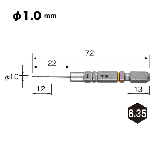 Vessel AMD-1.0 Cushion Drill Bit for Ironwork Metalwork 1.0mm Size-Kiichin - The #1 Place for Japanese Goods in Your Hand!