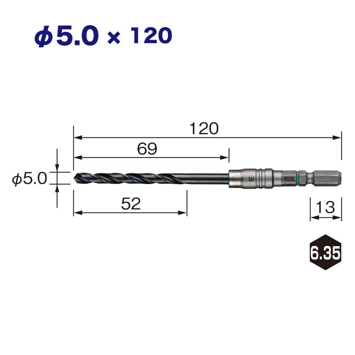 Vessel AMD-5.0 5mm Cushion Drill Bit for Ironwork Metalwork-Kiichin - The #1 Place for Japanese Goods in Your Hand!