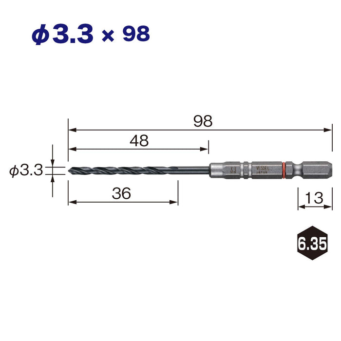 Vessel Cushion Drill Bit Set for Ironwork 3.3mm 3 Piece AMD3S-3.3 Model-Kiichin - The #1 Place for Japanese Goods in Your Hand!