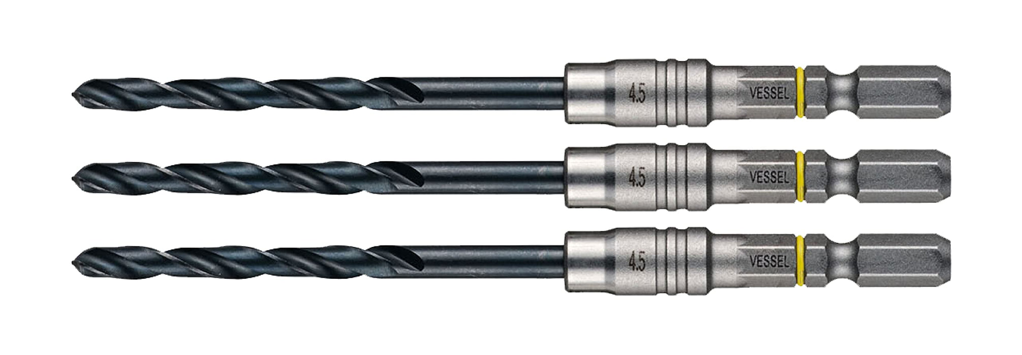 Vessel AMD3S-4.5 Cushion Drill Bit Set for Ironwork 3-Piece 4.5mm-Kiichin - The #1 Place for Japanese Goods in Your Hand!