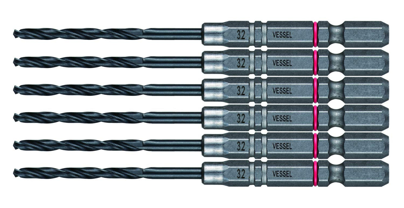 Vessel AMD6P-3.2 Ironwork Drill Bit Set Cushion Grip Metalwork Tools 6 Pieces-Kiichin - The #1 Place for Japanese Goods in Your Hand!