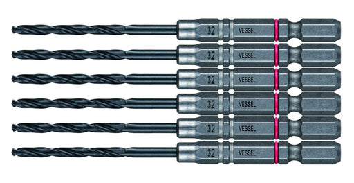 Vessel AMD6P-3.2 Ironwork Drill Bit Set Cushion Grip Metalwork Tools 6 Pieces-Kiichin - The #1 Place for Japanese Goods in Your Hand!
