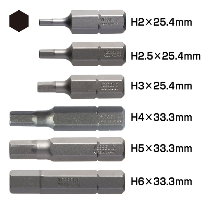 Vessel Hex Bit Set with Holder B33 - H2 to H6 Range - Quality Crafted by Vessel-Kiichin - The #1 Place for Japanese Goods in Your Hand!
