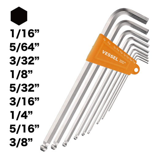 Vessel 9-Piece Long Type Hexagonal Bar Ball Point L Wrench Set - 8309Bp-Lin-Kiichin - The #1 Place for Japanese Goods in Your Hand!