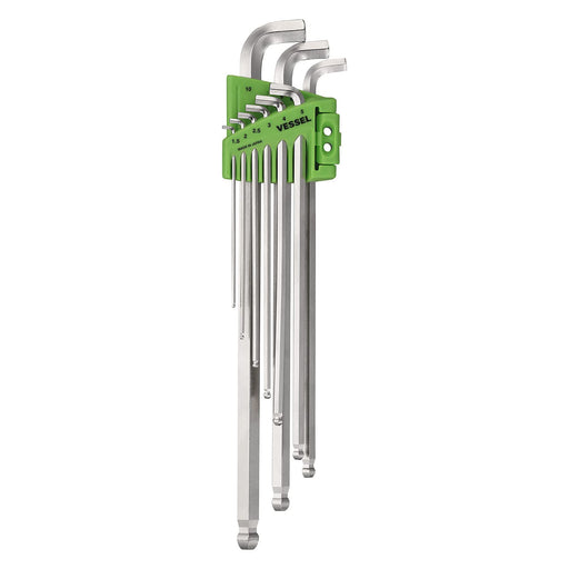 Vessel 8209Bp-L Hexagonal Bar Ball Point 9-Set Wrench Set Short Shaft Long Type-Kiichin - The #1 Place for Japanese Goods in Your Hand!