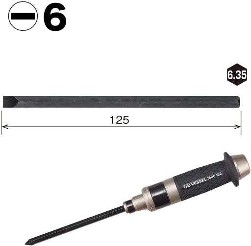 Vessel Impact Driver Bit Slotted 6x125 C506125 High-Quality Vessel Tool-Kiichin - The #1 Place for Japanese Goods in Your Hand!