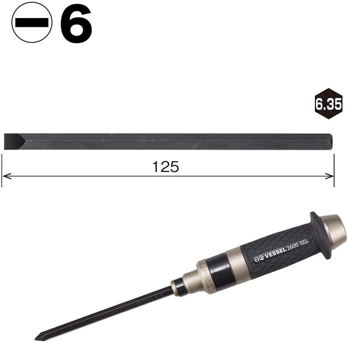 Vessel Impact Driver Bit Slotted 6x125 C506125 High-Quality Vessel Tool-Kiichin - The #1 Place for Japanese Goods in Your Hand!