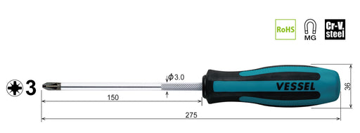 Vessel Megadora Posidriver Pz3x150 Model 903 - High-Quality Vessel Tool-Kiichin - The #1 Place for Japanese Goods in Your Hand!