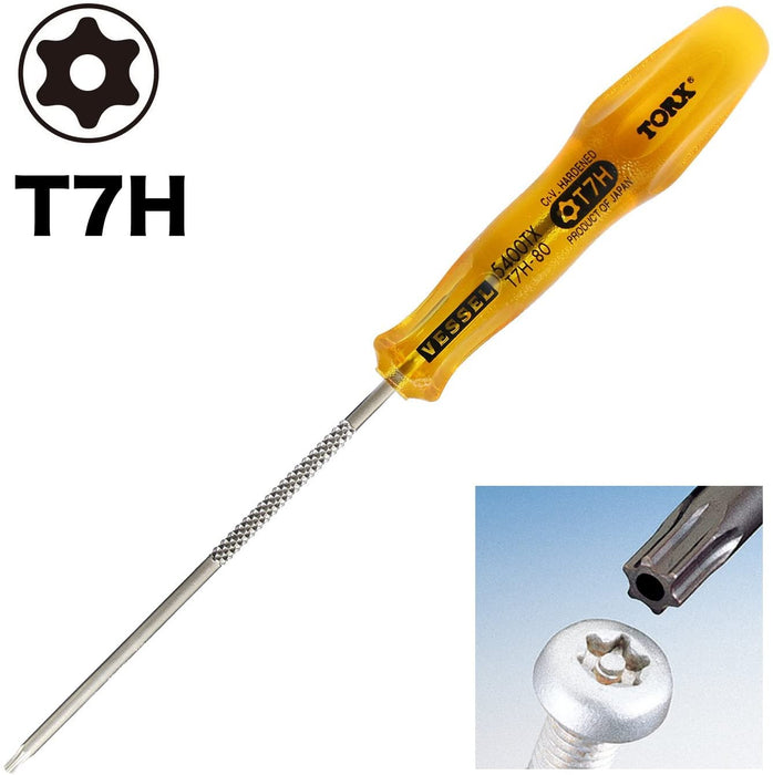 Vessel Torx T7H Power Grip Screwdriver 80mm Tamper-Proof 5400Tx-Kiichin - The #1 Place for Japanese Goods in Your Hand!
