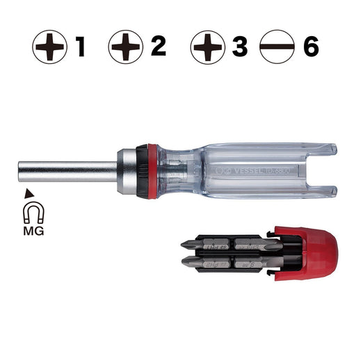 Vessel Ratchet Driver TD-6804MG with 4 Bits - High Quality Tool by Vessel-Kiichin - The #1 Place for Japanese Goods in Your Hand!