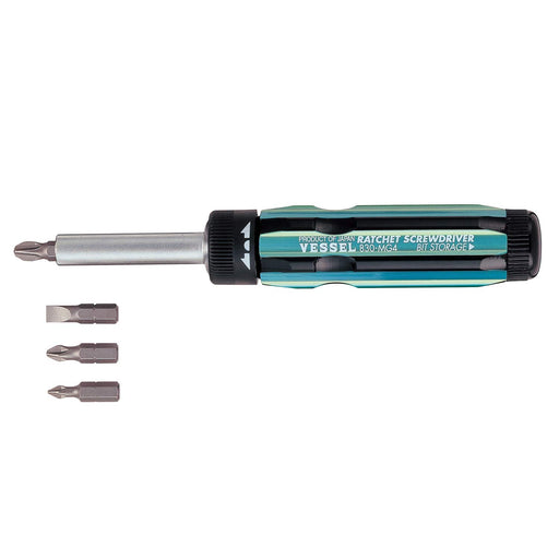Vessel 830-Mg4 Replaceable Ratchet Driver Set with +1 +2 +3 -6 Features-Kiichin - The #1 Place for Japanese Goods in Your Hand!