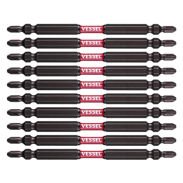 Vessel Sakisbo Slim Torsion Bit Set Double Head +2 4.5 X 110mm 10 Pieces (Sdt10P2110F)-Kiichin - The #1 Place for Japanese Goods in Your Hand!