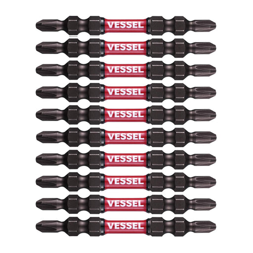 Vessel Sakisbo Slim Torsion Bit Set Double Head +2 X 65mm Pack of 10 - SDT10P2065F-Kiichin - The #1 Place for Japanese Goods in Your Hand!