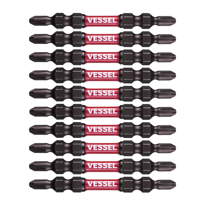 Vessel Sakisbo Slim Torsion Bit Set Double Head +2 X 65mm Pack of 10 - SDT10P2065F-Kiichin - The #1 Place for Japanese Goods in Your Hand!