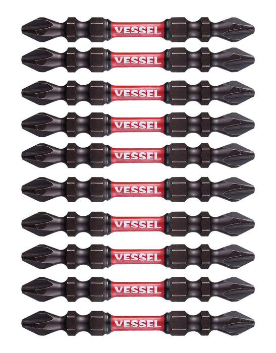 Vessel Sakisbo Torsion Bit Set of 10 Double Head +2 x 65mm - SST10P2065F Vessel-Kiichin - The #1 Place for Japanese Goods in Your Hand!