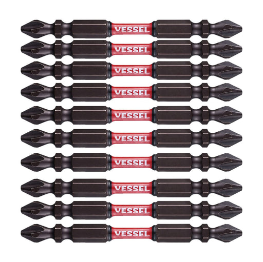 Vessel Sakisbo Torsion Bit Set of 10 Double Head +2 X 4mm X 82mm SST10P2082F-Kiichin - The #1 Place for Japanese Goods in Your Hand!
