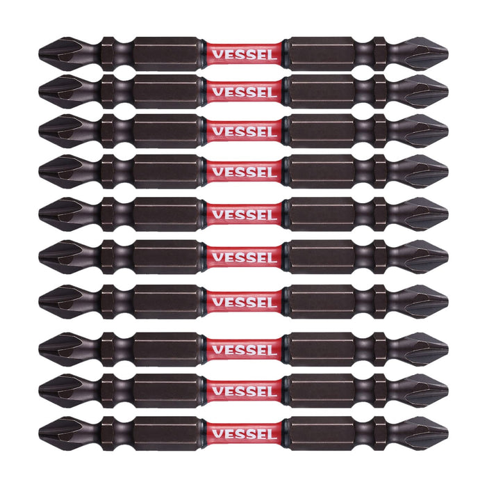 Vessel Sakisbo Torsion Bit Set of 10 Double Head +2 X 4mm X 82mm SST10P2082F-Kiichin - The #1 Place for Japanese Goods in Your Hand!