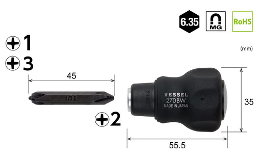 Vessel Stubby Replacement Driver Set with Short Bit 270Bw-123-Kiichin - The #1 Place for Japanese Goods in Your Hand!