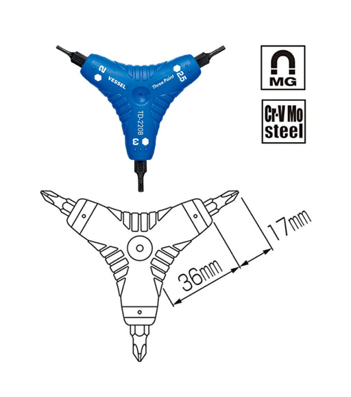 Vessel Hex Driver Three Point - TD-220B High-Quality Vessel Tool-Kiichin - The #1 Place for Japanese Goods in Your Hand!