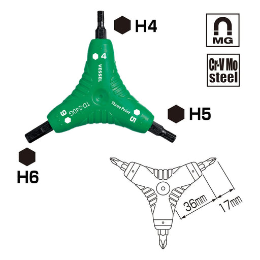 Vessel Brand TD-240G Hex Driver - Three Point Vessel Precision Tool-Kiichin - The #1 Place for Japanese Goods in Your Hand!