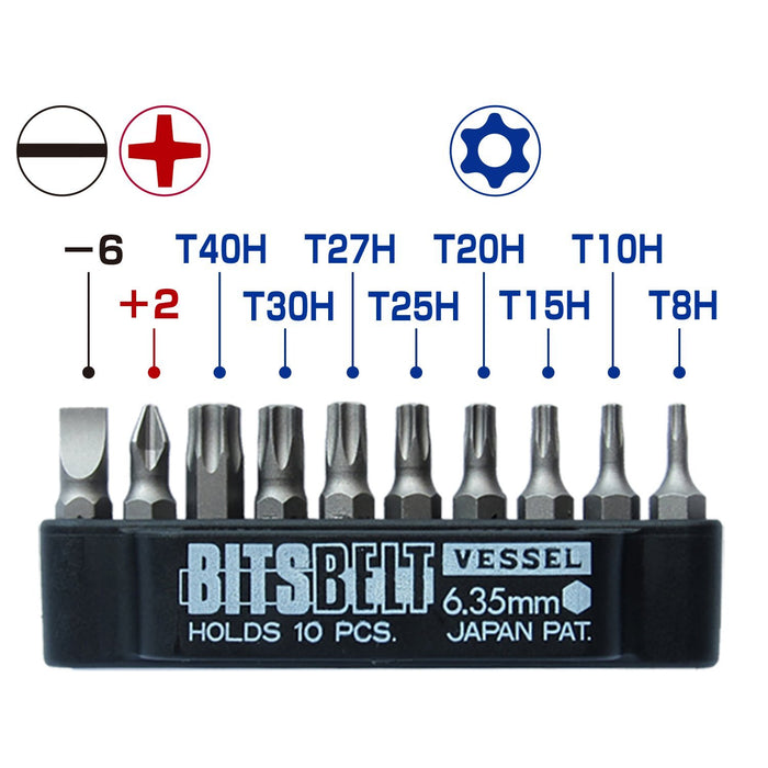 Vessel Torx Plate Ratchet Screwdriver with 10 Bits - Vessel Tx-12Mc Driver-Kiichin - The #1 Place for Japanese Goods in Your Hand!