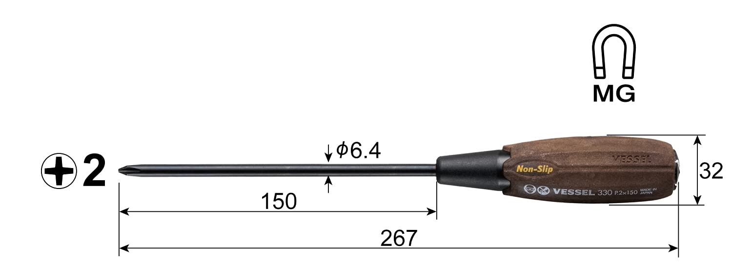 Vessel B-330 Woody Penetrating Driver with Non-Slip Grip and 2x150 spec-Kiichin - The #1 Place for Japanese Goods in Your Hand!