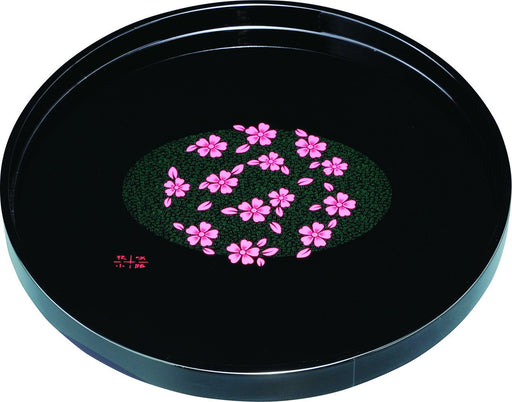 Yamaya Lacquerware Shop Black 30cm Round Tray Hanasakikoji Design-Kiichin - The #1 Place for Japanese Goods in Your Hand!