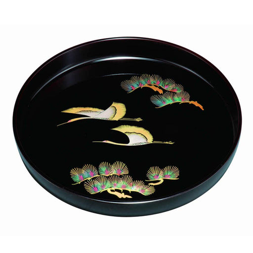 Yamaya Lacquerware Shop Round 33cm Urushi Tray with Gold Crane Design-Kiichin - The #1 Place for Japanese Goods in Your Hand!