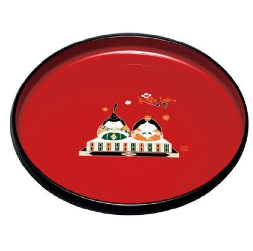Yamaya Lacquerware Shop 27Cm Red Round Tray with Good Luck Doll Design-Kiichin - The #1 Place for Japanese Goods in Your Hand!