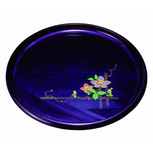 Yamaya Lacquerware Shop Round Purple Cloud Motif Tray Gold Iron Wire Design-Kiichin - The #1 Place for Japanese Goods in Your Hand!