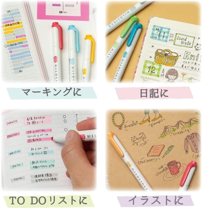 Zebra 5-Color Mild Liner Highlighter Set with Swallow Pattern Chuck Case Wkt5-5C-5B-Kiichin - The #1 Place for Japanese Goods in Your Hand!